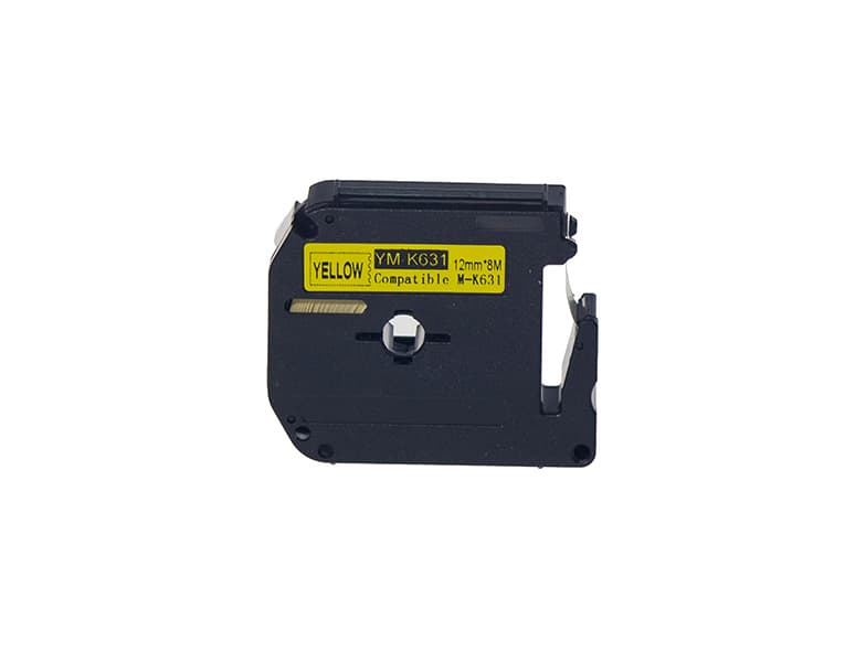 BROTHER P-Touch M12-K631 M-TAPE SARI KAGIT ETIKETE SIYAH (12mm x 8m)