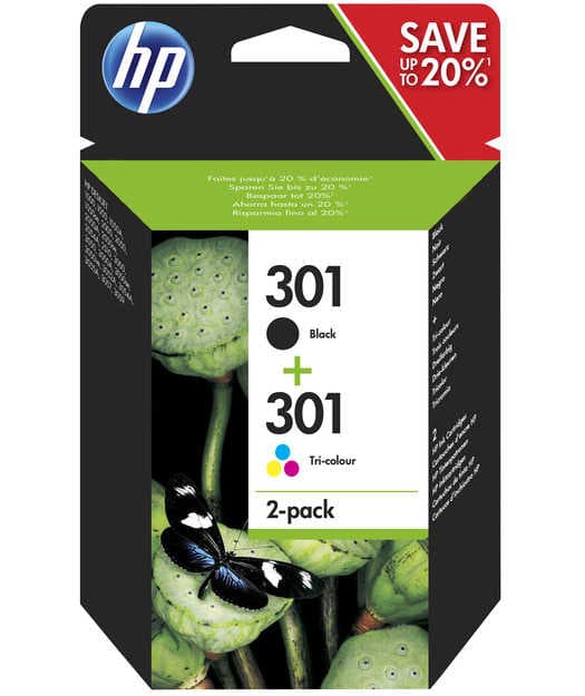 HP N9J72AE NO:301 BK + CMY 2 Lİ MÜREKKEP KARTUŞ